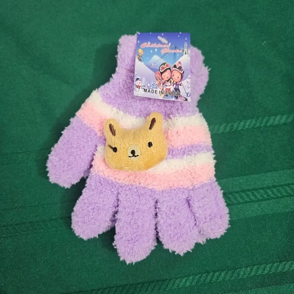 2/$15 2 Pairs Cozy Kids Mittens - Brown and Purple